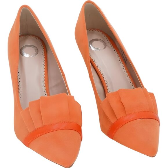 Journee Collection Marek Orange Pointed Toe Ruffle Vamp Pumps Women's US 7M - Picture 4 of 6